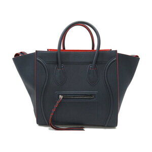 Celine Luggage Phantom Handbag Leather Navy Blue Red Bag
